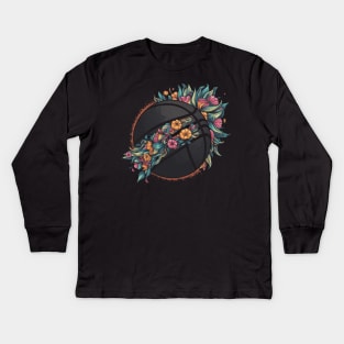 boho floral flowers for basketball player and lover Kids Long Sleeve T-Shirt